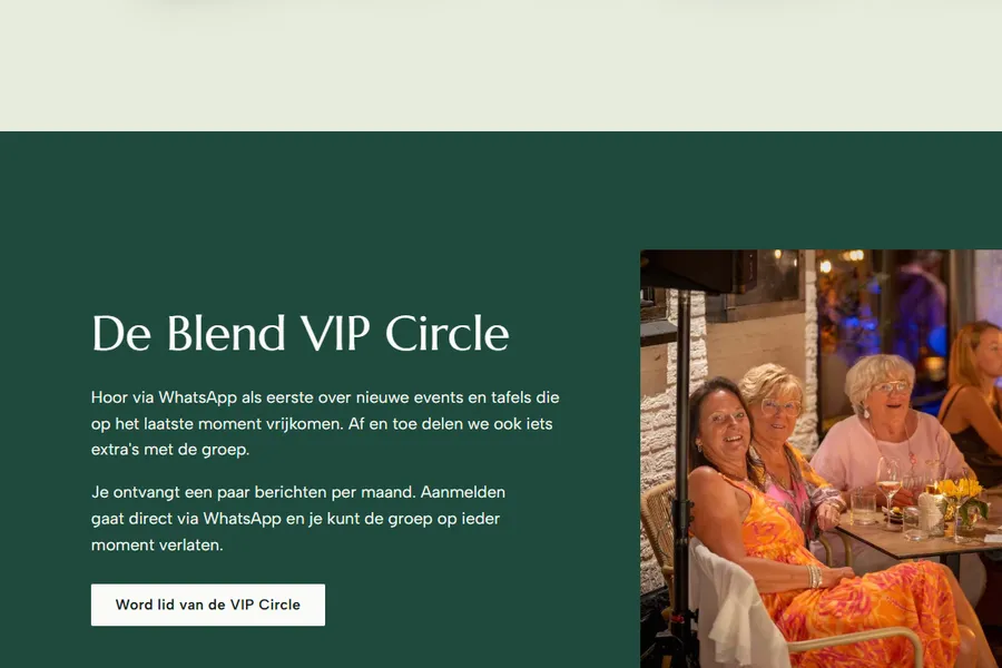 Het blok over de Blend VIP Circle, de WhatsApp-groep van de zaak