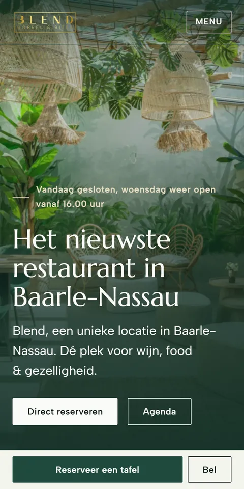 Dezelfde pagina van Blend Borrel & Bites op een telefoon