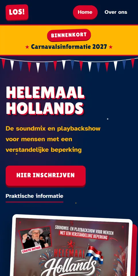 Dezelfde pagina van LOS Events op een telefoon