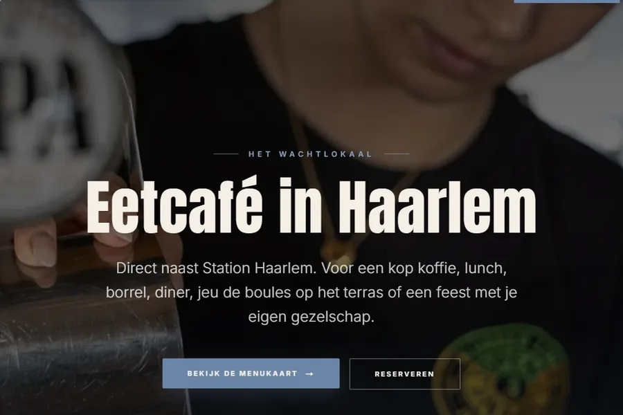 De opening van de site met de kop Eetcafé in Haarlem