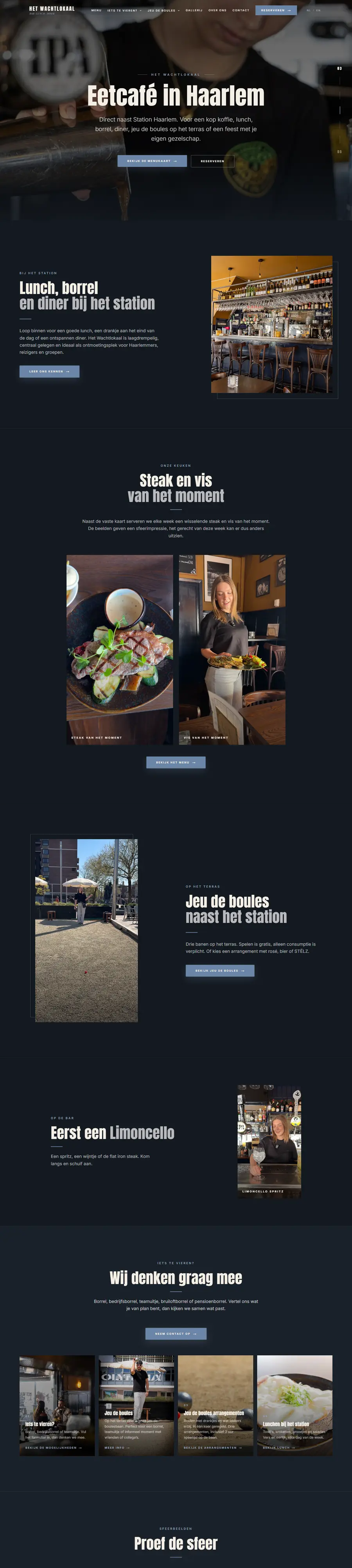 De homepage van Het Wachtlokaal, van de opening tot de reviews