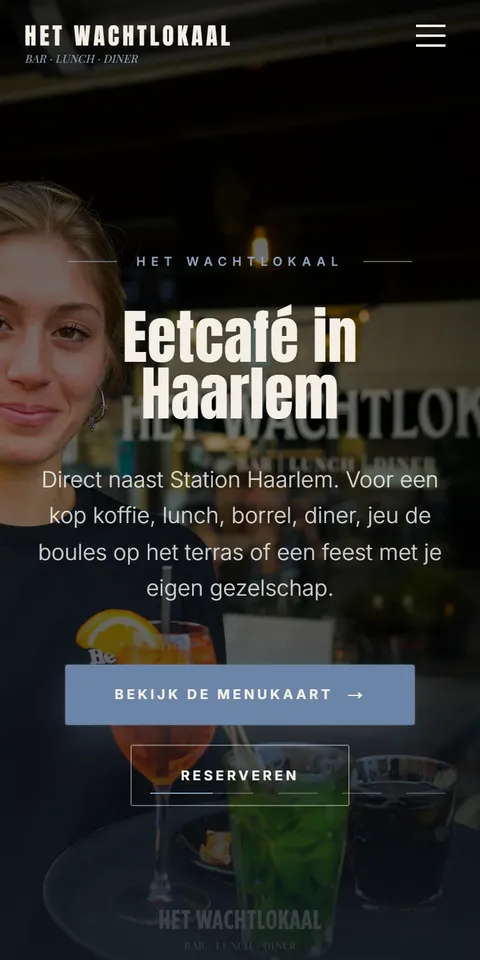 Dezelfde pagina van Het Wachtlokaal op een telefoon